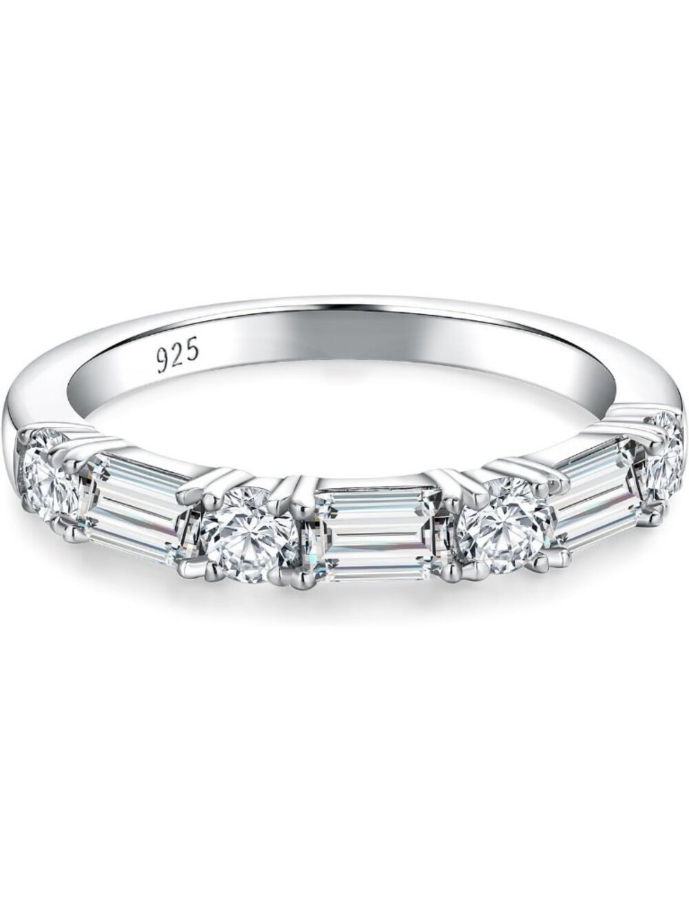 Stackable Half Eternity Band Rings for Women - Sterling Silver Birthstone